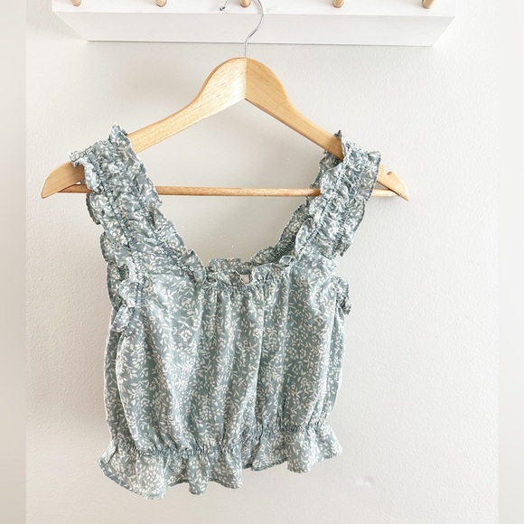 Storia Crop Top Green Hunter Floral size small - Picture 2 of 3